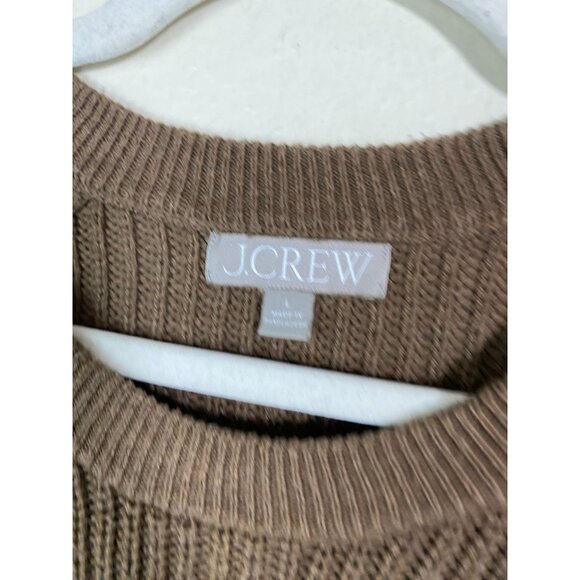 J.Crew Women's Brown Cotton fisherman Sweater Size Large Ribbed Knit Minimalist - Picture 12 of 14